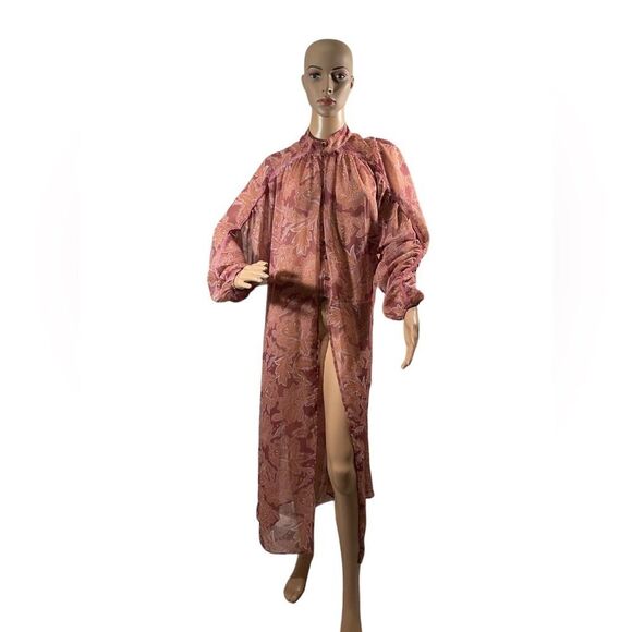Floral Multicolor Kimono Sheer Long Open Robe Swim Cover Up Women’s Size Xs/S - Picture 1 of 16